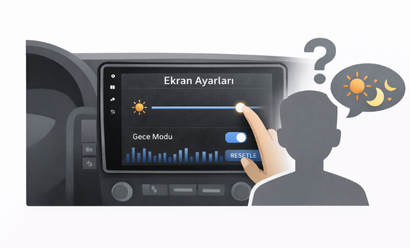 Android multimedya cihazda ekran parlaklığı ve gece modu nasıl ayarlanır?